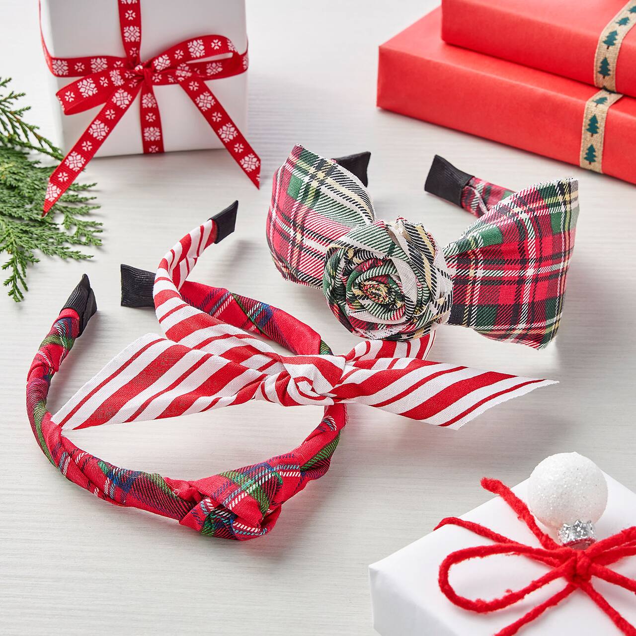 Red Plaid Knotted Headband